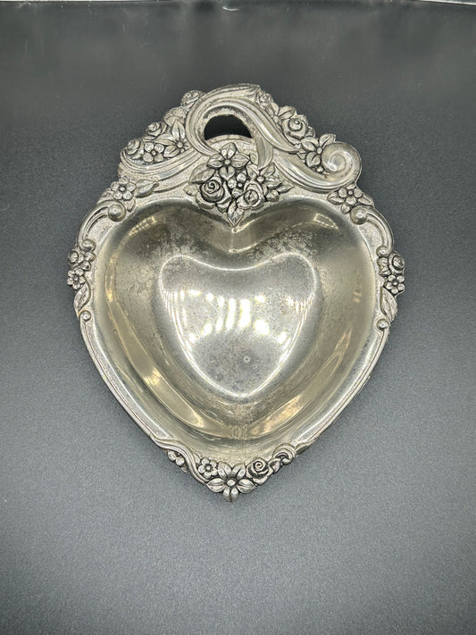 Floral Silver Heart Dish